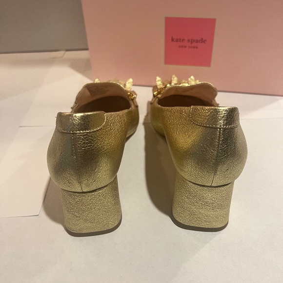 Gold Kate Spade loafer with heel, size: 7 1/2 - Picture 3 of 4